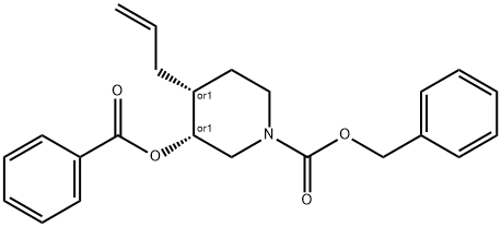 (3S,4S)-苯甲基 4-烯丙基-3-(苯甲酰氧基)哌啶-1-甲酸基酯 结构式