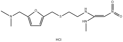 (Z)-N-(2-(((5-((二甲基氨基)甲基)呋喃-2-基)甲基)硫代)乙基)-N-甲基-2-硝基乙烯-1,1-二胺盐酸盐 结构式