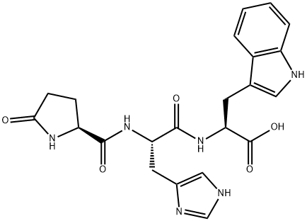 L-Tryptophan, 5-oxo-L-prolyl-L-histidyl- 化学構造式