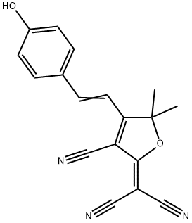 (E) -2- (3-cyano-4- (4-hydroxystyrene) -5,5-dimethylfuran-2 (5hydro) -subunit) malononitrile 化学構造式