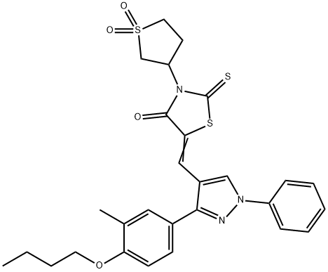 (5Z)-5-[[3-(4-butoxy-3-methylphenyl)-1-phenylpyrazol-4-yl]methylidene]-3-(1,1-dioxothiolan-3-yl)-2-sulfanylidene-1,3-thiazolidin-4-one|