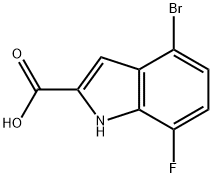 1H-Indole-2-carboxylic acid, 4-bromo-7-fluoro- 化学構造式