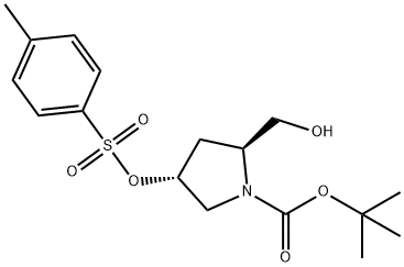 1-Pyrrolidinecarboxylic acid, 2-(hydroxymethyl)-4-[[(4-methylphenyl)sulfonyl]oxy]-, 1,1-dimethylethyl ester, (2S,4R)- Struktur