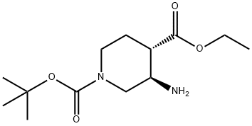 1,4-Piperidinedicarboxylic acid, 3-amino-, 1-(1,1-dimethylethyl) 4-ethyl ester, (3R,4S)- Structure