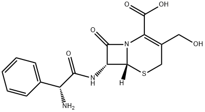 5-Thia-1-azabicyclo[4.2.0]oct-2-ene-2-carboxylic acid, 7-[[(2R)-aminophenylacetyl]amino]-3-(hydroxymethyl)-8-oxo-, (6R,7R)- (9CI) 化学構造式