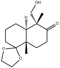 Spiro[1,3-dioxolane-2,1'(2'H)-naphthalen]-6'(5'H)-one, hexahydro-5'-(hydroxymethyl)-5',8'a-dimethyl-, (4'aR,5'R,8'aS)- 化学構造式
