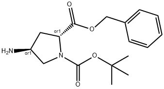 1,2-Pyrrolidinedicarboxylic acid, 4-amino-, 1-(1,1-dimethylethyl) 2-(phenylmethyl) ester, (2R,4S)-rel-,396729-78-5,结构式