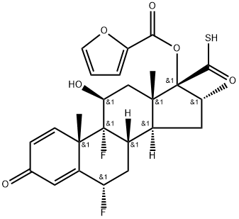 6α,9α-difluoro-17α-(furan-2-yl)carbonyloxy-11β-hydroxy-16α-methyl-3-oxoandrosta-1,4-diene-17β-carbothioic acid 化学構造式