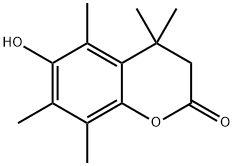 2H-1-Benzopyran-2-one, 3,4-dihydro-6-hydroxy-4,4,5,7,8-pentamethyl- Struktur