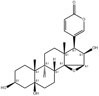 14,15β-エポキシ-3β,5,16β-トリヒドロキシ-5β-ブファ-20,22-ジエノリド 化学構造式