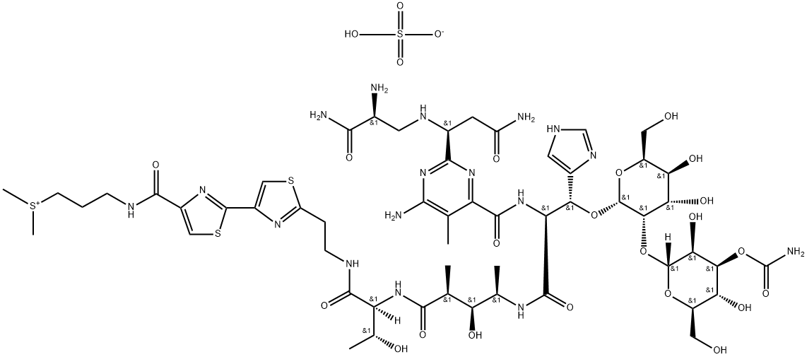(3-(2'-(1-(6-氨基-2-(3-氨基-1-((2,3-二氨基-3-氧代丙基)氨基)-3-氧代丙基)-5-甲基嘧啶-4-基)-3-((((2R,3S,4S,5S,6S)-3-(((2R,3S,,41432-97-7,结构式