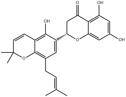 [2,6'-Bi-2H-1-benzopyran]-4(3H)-one, 5,5',7-trihydroxy-2',2'-dimethyl-8'-(3-methyl-2-buten-1-yl)-, (2S)- 结构式