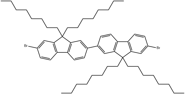 7,7'-dibromo-9,9,9',9'-tetraoctyl-9H,9'H-2,2'-bifluorene  Struktur