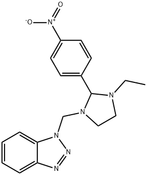 1-((3-乙基-2-(4-硝基苯基)咪唑啉-1-基)甲基)-1H-苯并[D][1,2,3]三唑 结构式