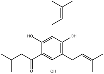 1-Butanone, 3-methyl-1-[2,4,6-trihydroxy-3,5-bis(3-methyl-2-buten-1-yl)phenyl]- Struktur