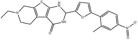 7-ethyl-2-[5-(2-methyl-4-nitrophenyl)furan-2-yl]-1,2,3,5,6,8-hexahydropyrido[2,3]thieno[2,4-d]pyrimidin-4-one Structure