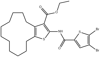 ethyl 2-(4,5-dibromothiophene-2-carboxamido)-5,6,7,8,9,10,11,12,13,14-decahydro-4H-cyclotrideca[b]thiophene-3-carboxylate Structure