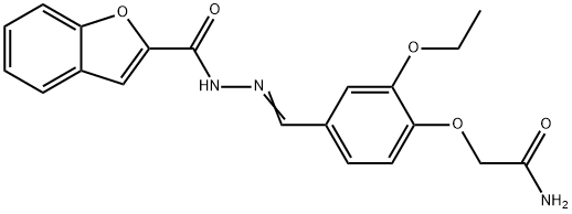 2-{4-[2-(1-benzofuran-2-ylcarbonyl)carbohydrazonoyl]-2-ethoxyphenoxy}acetamide Struktur