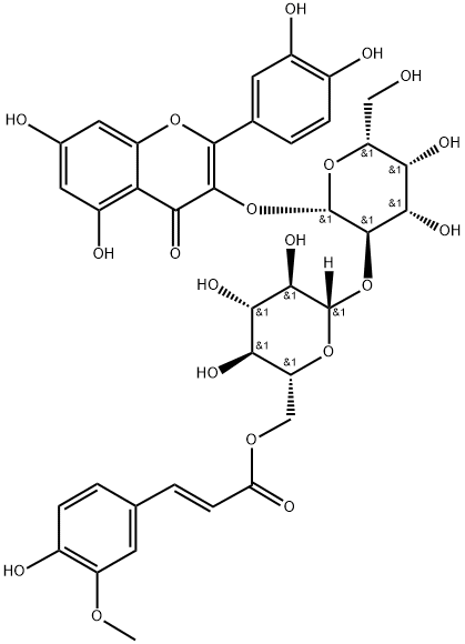 Quercetin 3-O-[2-O-(6-O-E-feruloyl)-beta-D-glucopyranosyl]-beta-D-galactopyranoside, 448948-20-7, 结构式