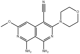 2,7-Naphthyridine-4-carbonitrile, 1,8-diamino-6-methoxy-3-(4-morpholinyl)- Struktur