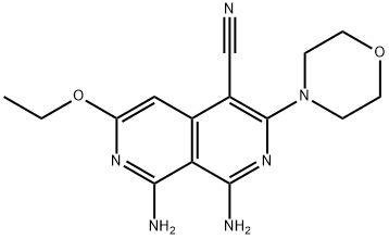2,7-Naphthyridine-4-carbonitrile, 1,8-diamino-6-ethoxy-3-(4-morpholinyl)- 化学構造式