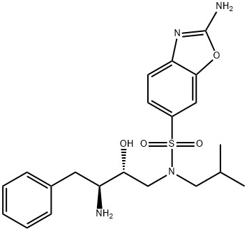 6-Benzoxazolesulfonamide, 2-amino-N-[(2R,3S)-3-amino-2-hydroxy-4-phenylbutyl]-N-(2-methylpropyl)-, dihydrochloride 化学構造式