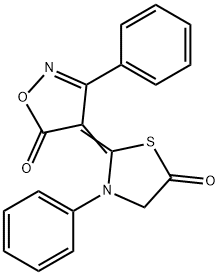 5(4H)-Isoxazolone, 4-(5-oxo-3-phenyl-2-thiazolidinylidene)-3-phenyl- Structure