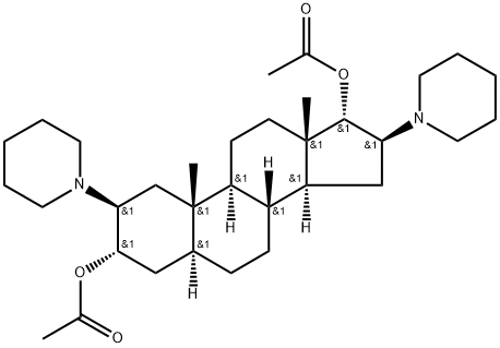 Androstane-3,17-diol, 2,16-di-1-piperidinyl-, 3,17-diacetate, (2β,3α,5α,16β,17α)- Structure