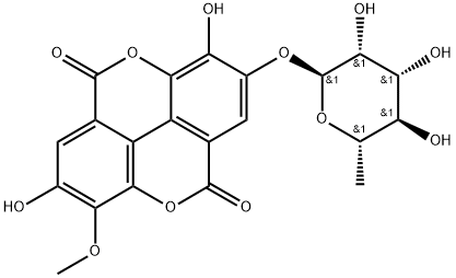 [1]Benzopyrano[5,4,3-cde][1]benzopyran-5,10-dione, 2-[(6-deoxy-α-D-mannopyranosyl)oxy]-3,7-dihydroxy-8-methoxy- 化学構造式