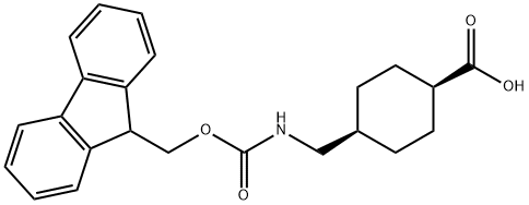 Cyclohexanecarboxylic acid, 4-[[[(9H-fluoren-9-ylmethoxy)carbonyl]amino]methyl]-, cis- Structure