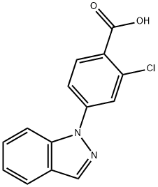 2-chloro-4-(1H-indazol-1-yl)benzoic acid 化学構造式