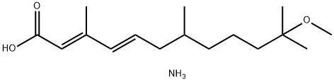 (2E,4E)-3,7,11-トリメチル-11-メトキシ-2,4-ドデカジエン酸アンモニウム 化学構造式