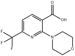 3-Pyridinecarboxylic acid, 2-(4-morpholinyl)-6-(trifluoromethyl)- 化学構造式