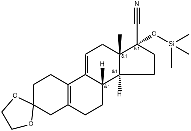 3,3-Ethylenedioxy-17β-cyano-17α-trimethylsilyloxyestra-5(10)9(11)-diene, 54690-63-0, 结构式