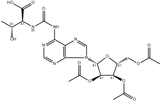 N-[[[9-(2,3,5-Tri-O-acetyl-β-D-ribofuranosyl)-9H-purin-6-yl]amino]carbonyl]-L-threonine Struktur