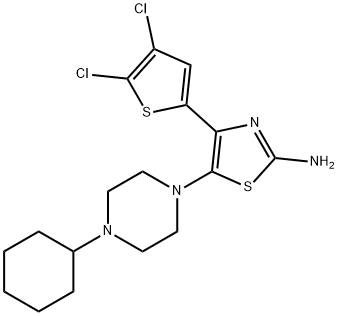 2-Thiazolamine, 5-(4-cyclohexyl-1-piperazinyl)-4-(4,5-dichloro-2-thienyl)-, 570407-63-5, 结构式