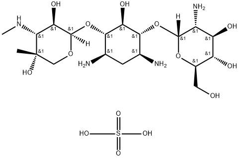 D-Streptamine, O-2-amino-2-deoxy-α-D-glucopyranosyl-(1→4)-O-[3-deoxy-4-C-methyl-3-(methylamino)-β-L-arabinopyranosyl-(1→6)]-2-deoxy-, sulfate ( (1:)) Struktur