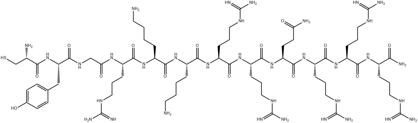 (Cys46)-HIV-1 tat Protein (46-57) amide trifluoroacetate salt H-Cys-Tyr-Gly-Arg-Lys-Lys-Arg-Arg-Gln-Arg-Arg-Arg-NH2 trifluoroacetate salt|CYS-TAT(47-57)