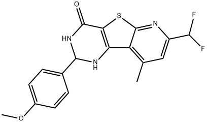 7-(difluoromethyl)-2-(4-methoxyphenyl)-9-methyl-2,3-dihydro-1H-pyrido[2,3]thieno[2,4-d]pyrimidin-4-one Structure