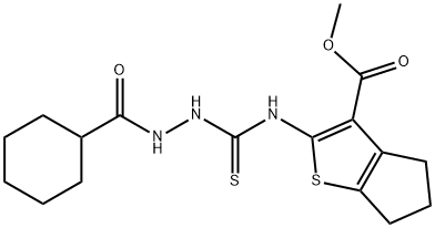 methyl 2-(2-(cyclohexanecarbonyl)hydrazinecarbothioamido)-5,6-dihydro-4H-cyclopenta[b]thiophene-3-carboxylate Structure