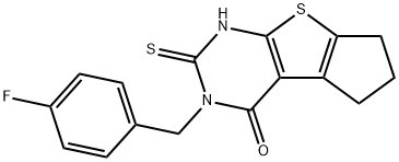 2-[(4-fluorophenyl)methyl]-3-sulfanylidene-4,6,7,8-tetrahydrocyclopenta[2,3]thieno[2,4-b]pyrimidin-1-one Structure