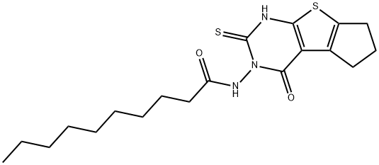 N-(1-oxo-3-sulfanylidene-4,6,7,8-tetrahydrocyclopenta[2,3]thieno[2,4-b]pyrimidin-2-yl)decanamide Structure