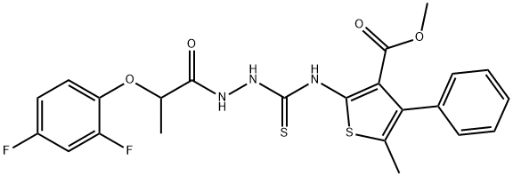 methyl 2-(2-(2-(2,4-difluorophenoxy)propanoyl)hydrazinecarbothioamido)-5-methyl-4-phenylthiophene-3-carboxylate Structure