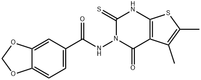 N-(5,6-dimethyl-4-oxo-2-sulfanylidene-1H-thieno[2,3-d]pyrimidin-3-yl)-1,3-benzodioxole-5-carboxamide Structure