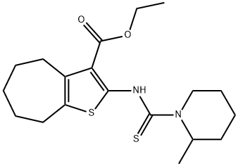 ethyl 2-(2-methylpiperidine-1-carbothioamido)-5,6,7,8-tetrahydro-4H-cyclohepta[b]thiophene-3-carboxylate Structure