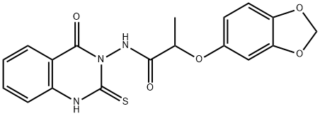 2-(1,3-benzodioxol-5-yloxy)-N-(4-oxo-2-sulfanylidene-1H-quinazolin-3-yl)propanamide Structure