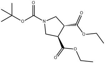 1,3,4-Pyrrolidinetricarboxylic acid, 1-(1,1-dimethylethyl) 3,4-diethyl ester, (3R,4R)- Struktur
