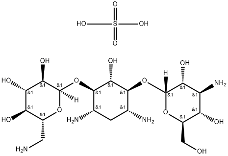 Kanamycin, sulfate (1:1), monohydrate (8CI) 化学構造式