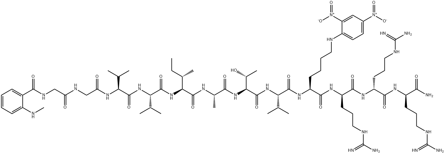 N-Me-Abz-Amyloid  β-Protein  (37-44)-Lys(Dnp)-D-Arg-D-Arg-D-Arg  amide  trifluoroacetate  salt Structure