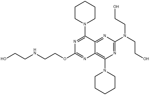 Ethanol, 2,2'-[[6-[2-[(2-hydroxyethyl)amino]ethoxy]-4,8-di-1-piperidinylpyrimido[5,4-d]pyrimidin-2-yl]imino]bis- (9CI) Structure